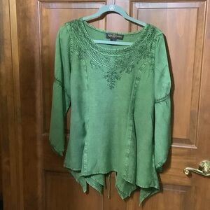 Olive Green Embroidered Blouse
